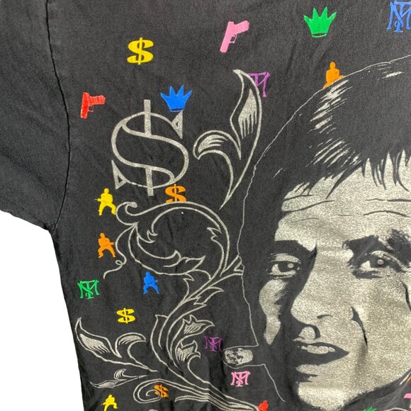 Vintage Mens Rare Scarface Movie Hustler AOP Crewneck Short Sleeve Shirt Sz 2XL - Picture 5 of 11